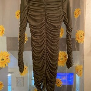 Fashion Nova Ruched Dress - Olive